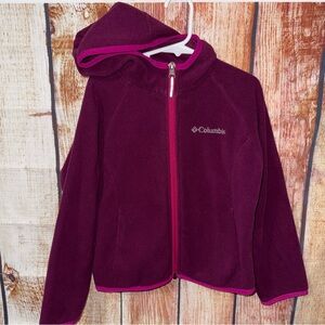 Columbia Maroon Fleece Hooded Jacket girls size XS 6/7